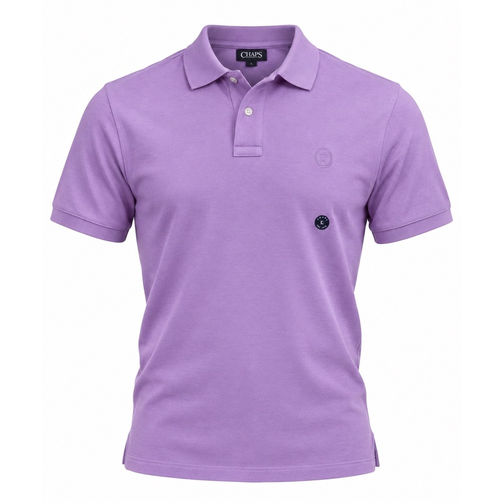 Chaps Mens Short Sleeve Polo Shirt Lavender Light Purple Size L New With Tags